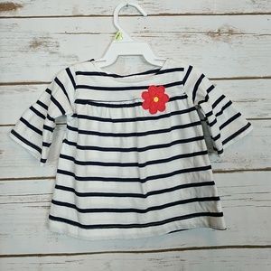 Carter's Navy/White Striped Flower Shirt